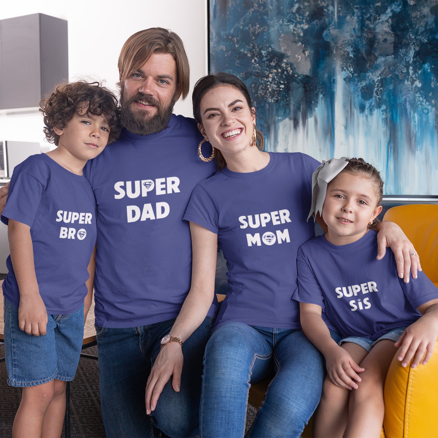 Super Dad Mom Bro & SIs Family Matching T-Shirts Combo – hurryguru